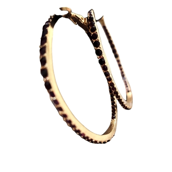 Gold & Purple Crystal Hoops - Picture 5 of 5